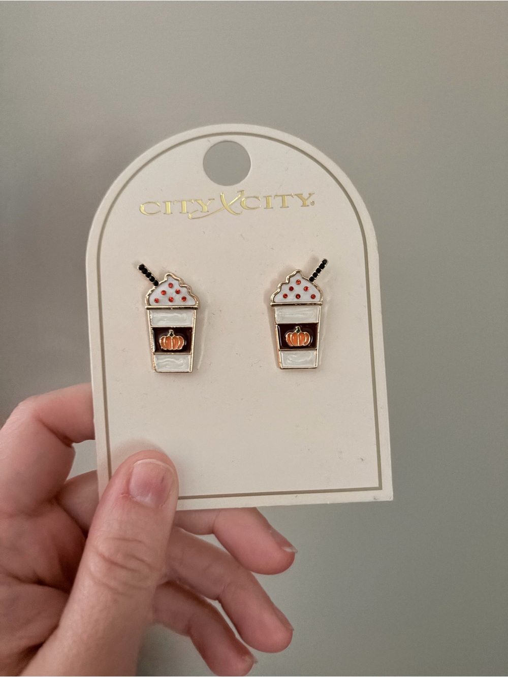 White Pumpkin Drink Stud Earrings